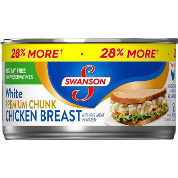 Cooked, antibiotic-free premium canned chicken, perfect for adding an extra source of protein to your dishes