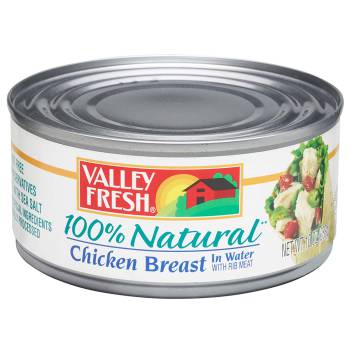 Fully cooked canned chicken gives you 9 grams of protein; 45 calories per serving