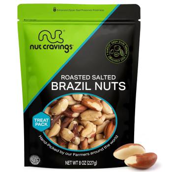 NUT CRAVINGS - Brazil Nuts Roasted & Salted - No Shell, Whole (8oz - 1 Pack) Bulk Nuts Packed Fresh in Resealable Bag - Healthy Protein Food Snack, All Natural, Keto Friendly, Vegan, Kosher