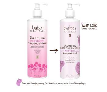 Babo Botanicals Smoothing Berry 2-in-1 Shampoo & Wash - Detangling & Nourishing - Eliminates Frizz & Prevents Static - Evening Primrose Oil