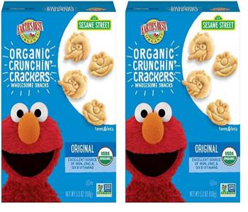 Earth's Best Organic Sesame Street Toddler Crunchin' Crackers, Original, 5.3 oz. Box (Pack of 2)