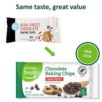 Amazon Fresh, Chocolate Baking Chips, Semi Sweet, 24 Oz, 1.5 Lb (Pack of 2) (Previously Happy Belly, Packaging May Vary)