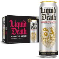 Liquid Death, Berry It Alive Sparkling Water, 8-Pack (King Size 19.2oz Cans), Berry Flavored Sparkling Beverage Sweetened With Real Agave, Low Calorie & Low Sugar