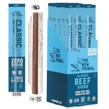 The New Primal Grass Fed Beef Sticks, Keto, Gluten Free Healthy Snacks, Sugar Free Low Carb High Protein Snack, Jerky Meat Stick, 6g Protein, 20 Ct