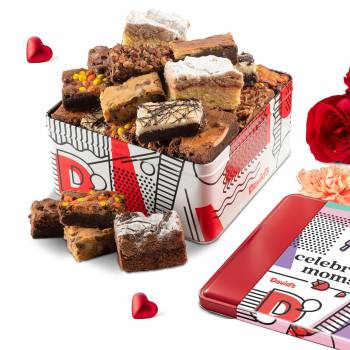 David's Cookies Assorted Brownies & Crumb Cake Gift Tin, 3Lbs - Fresh Baked Chocolate Fudge Slices and Brownies - Delicious Gourmet Snack Gift Basket for Mom, Women, or Any Special Occasion