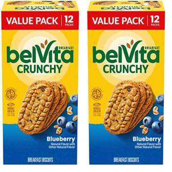 belVita Blueberry Breakfast Biscuits, Value Pack, 24 Packs (4 Biscuits Per Pack)