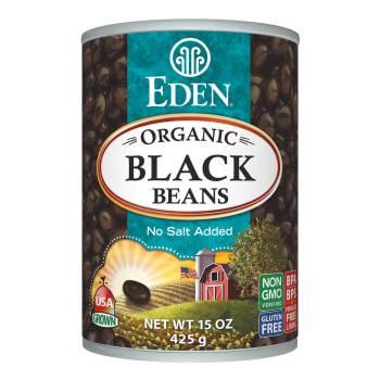 Eden Organic Black Beans, 15 oz Can, No Salt, Non-GMO, Gluten Free, Vegan, Kosher, U.S Grown, Heat and Serve, Macrobiotic, Turtle Beans, Frijol Negro, Caviar Criollo