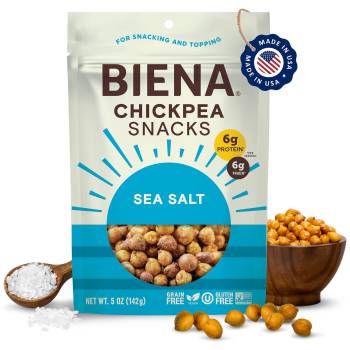 BIENA Chickpea Snacks - Crunchy Roasted Chickpeas - High Fiber Vegan Protein Snacks for Adults and Kids - Individual Pack - Sea Salt