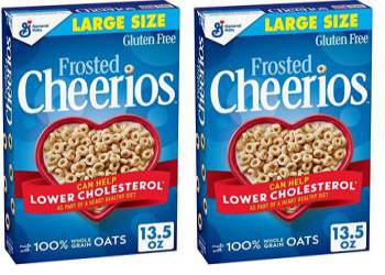 Cheerios Frosted Cheerios Heart Healthy Cereal, Gluten Free Cereal With Whole Grain Oats, 13.5 OZ Large Size (Pack of 2)