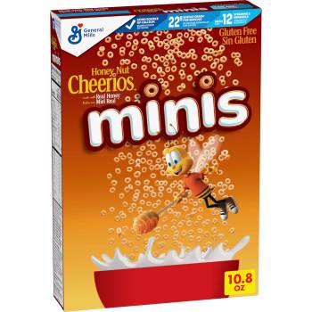 Honey Nut Cheerios Minis Breakfast Cereal, Made with Whole Grains, 10.8 oz