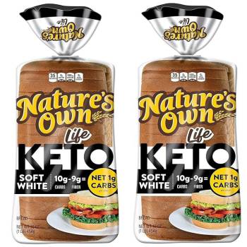 Nature's Own Keto Bread, Low Carb, High Fiber, Paleo Friendly, 2 Pack