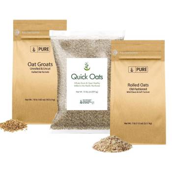 Pure Original Ingredients Oat Groats, Quick Oats, and Rolled Oats Bundle, Various Sizes, Whole Grain, Breakfast