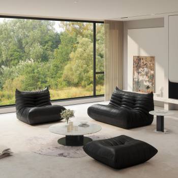 Bean Bag Chair Fireside Chair Lazy Floor Sofa, Faux Leather Giant Corner Bean Bag Sofa, High-Resilience Memory Foam Armless Foam Lounger Tatami Recliner Couch for Living Room Bedroom Dorm Office