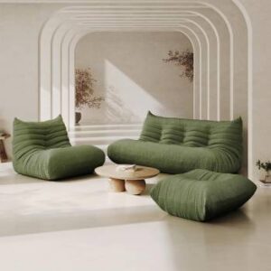 Floor Lazy Sofa Couch Foam Bean Bag Chair for Adults Oversize Corduroy Cozy Bean Bag for Living Room Bedroom Dorm Office,Olive Green