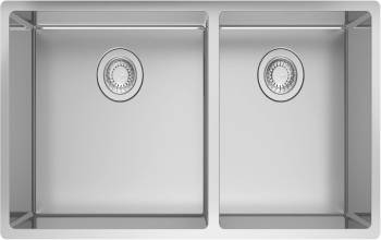Franke Cube 32.56-in. x 17.7-in. 18 Gauge Stainless Steel Undermount Double Bowl Kitchen Sink - CUX16032
