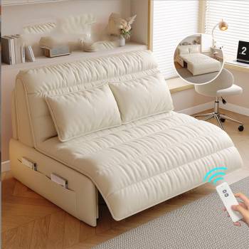 Electric Folding Sofa Bed, Metal Frame + High Elastic Sponge ，Foldable Sofa Convertible Folding Sofa Chair Bed with Remote Control Functions and Sturdy Metal Frame