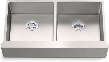 KOHLER Strive 35-1/2" Undermount Double-Bowl Farmhouse Kitchen Sink, Includes Accessories, 16-Gauge Stainless Steel, Durable and Stylish, K-33159-NA