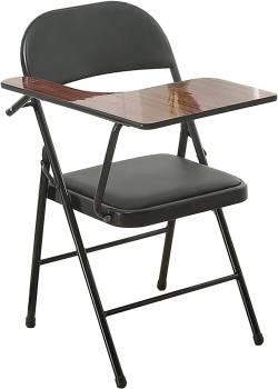 Metal Frame Foldable Camping Chair with Writing Area - Lightweight Outdoor Office Chair for Multifunctional Use