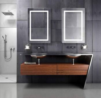 Krugg LED Medicine Cabinet 24 Inch X 36 Inch | Recessed or Surface Mount Mirror Cabinet w/Dimmer & Defogger + 3X Makeup Mirror Inside & Outlet + USB - Right Side
