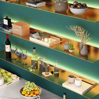 LED Floating Shelves - Wall-Mounted Aluminum Alloy Bookshelf with Warm Light, Double-Sided Design, Stylish Gold Finish - Perfect for Home Decor (100x20cm)
