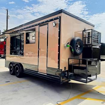 Mobile Food Truck Custom Fast Food Trailer with Commercial Kitchen Setup for Hot Dogs, Sandwiches, and Fries, Perfect for Street Corners, Office Zones, and Night Catering