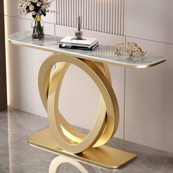 Console Table, Long Entryway Table with Metal Frame, Modern Accent Table with Storage Tabletop, Rock Board Hallway Table, Foyer Table Easy Assembly, for Entry Way, Front Door