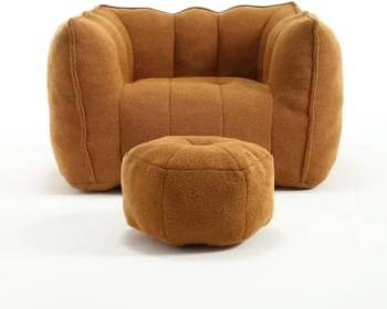 Chenille Bean Bag Chair Ottoman Adults Relax Gaming TV Reading Lightweight Easy Move Indoor Seating Grey Stylish Armrests