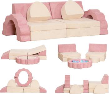 Kids Couch 10PCS, Modular Kids Play Couch, Multifunctional Foam Toddler Sofa, Imaginative Convertible Play Sofa for Playroom
