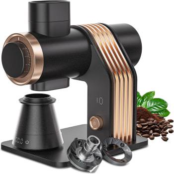 Gevi VelPro 400 Single Dose Coffee Grinder with Variable Speed, Stepless Adjustment, 64mm Titanium Flat Burr & Single Dosing Cup, Coffee Bean Grinder for Drip, French Press & Cold Brew-Black Gloden