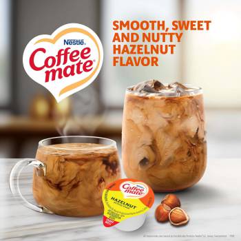 Nestle Coffee mate Coffee Creamer, Hazelnut, Liquid Creamer Singles, Non Dairy, No Refrigeration, 0.375 fl oz Tubs