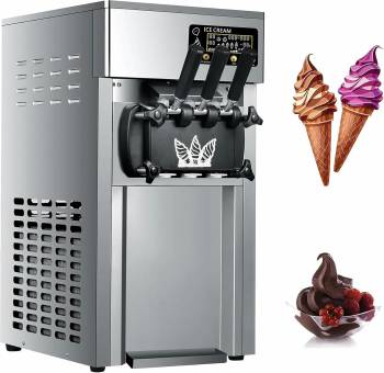 Commercial Ice Cream Maker,3 Flavor Stainless Steel Ice Cream Machine,1200W Soft Ice Cream Machine with LCD Display,Auto Clean,for Restaurants Dessert Shops, Coffee Shops, Milk Tea Shops,18L/H