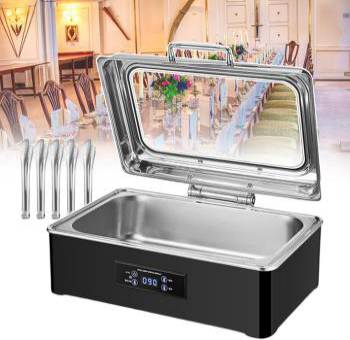 6 Best Commercial Electric Food Warmer 2 Commercial Food Warmer Buffet Heater, Electric Stainless Steel Food Steam Table with Digital Display Panel, Full Glass Window Wrapping for Keeping Food Warm,1-Grid