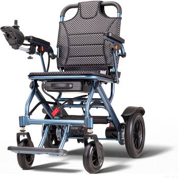 Lightweight Electric Wheelchair for Adults - Foldable Electric Wheelchairs for Seniors, 500W Motors Motorized Wheelchairs Support 330 lbs, All Terrain Travel Powered Wheel Chairs, Blue